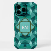 Coque iPhone 16 Pro Max Polygone géométrique moderne Monogramme Turquoise (Verso)