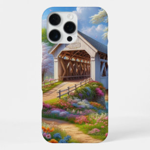 Coque iPhone 16 Pro Max Pont fleuri/ressort coloré et rivière