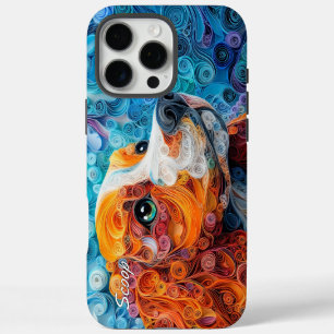 Coque iPhone 16 Pro Max Portrait de Cavalier King Charles Coloré