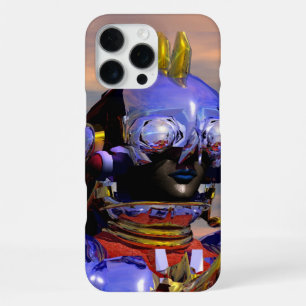Coque iPhone 16 Pro Max PORTRAIT DE CYBORG TITAN Science-fiction bleue, Sc