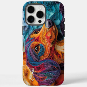 Coque iPhone 16 Pro Max Portrait de Dachshund Coloré