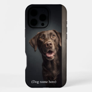 Coque iPhone 16 Pro Max Portrait de Labrador chocolat personnalisé