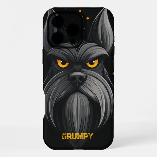 Coque iPhone 16 Pro Max Portrait de Schnauzer noir (Verso)