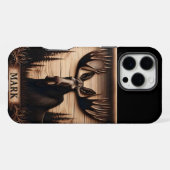 Coque iPhone 16 Pro Max Portrait d'orignal sculpté (Verso Horizontal)
