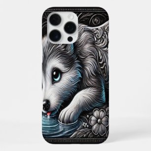 Coque iPhone 16 Pro Max Portrait majestueux du loup au clair de lune