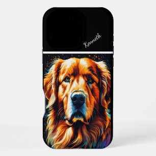 Coque iPhone 16 Pro Max Portrait vibrant de Golden Retriever de près