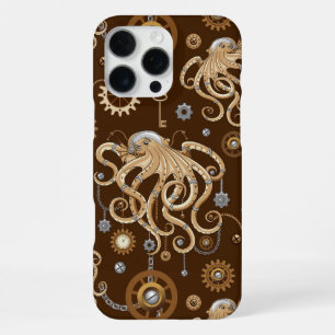Coque iPhone 16 Pro Max Poulpe Steampunk Rétro Fantastique Mécanique