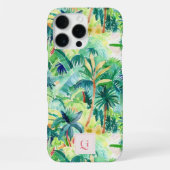 Coque iPhone 16 Pro Max Pretty Palms Greenery | Monogramme Initiale (Verso)