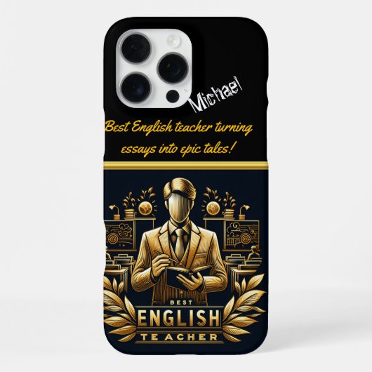 Coque iPhone 16 Pro Max Professeur d'anglais inspirant dirigeant la classe (Verso)