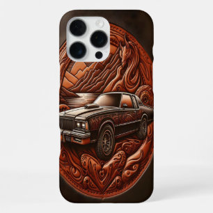 Coque iPhone 16 Pro Max Promenade de rêve en montagne avec muscle car