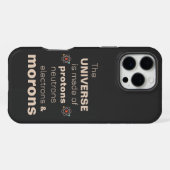 Coque iPhone 16 Pro Max Protons Neutrons Électrons & Idiots (Verso Horizontal)