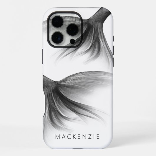 Coque iPhone 16 Pro Max Queue d'huile de sirène | Silver Faux Chrome Perso (Verso)