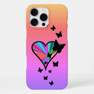 Coque iPhone 16 Pro Max Rainbow heart and Butterfly