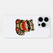 Coque iPhone 16 Pro Max Raton laveur mignon avec pastèque (Verso Horizontal)