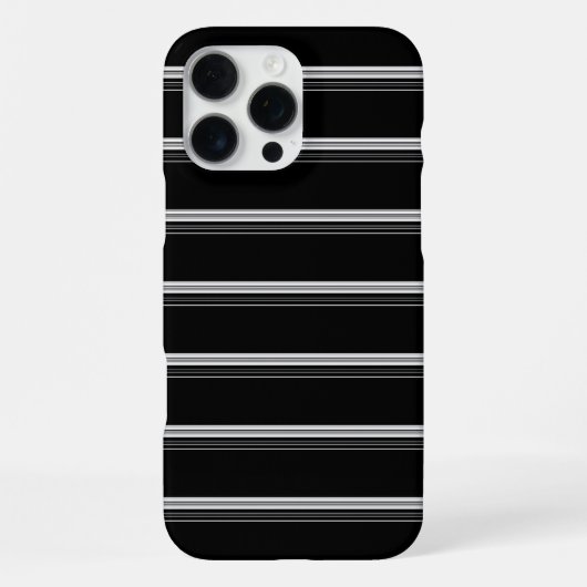 Coque iPhone 16 Pro Max Rayé noir blanc chic  (Verso)