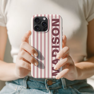 Coque iPhone 16 Pro Max Rayure verticale minimaliste rose pour la fête des