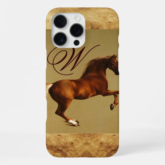 Coque iPhone 16 Pro Max RED HORSE Parchemin Monogramme (Verso)