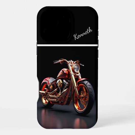 Coque iPhone 16 Pro Max Réflexion de moto d'or (Verso)