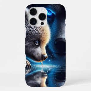Coque iPhone 16 Pro Max Réflexion pacifique de l'ours et présence dominant