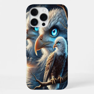 Coque iPhone 16 Pro Max Regard Cosmique de l'Aigle sur la Lune Bleue Magiq