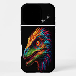 Coque iPhone 16 Pro Max Regard du Raptor Arc-en-ciel