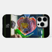 Coque iPhone 16 Pro Max Réservoir de poisson moderne, Monogramme initial (Verso Horizontal)