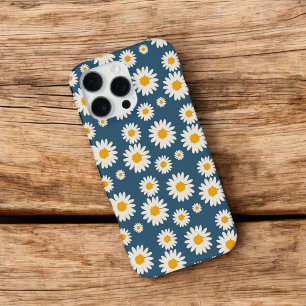 Coque iPhone 16 Pro Max Rétro Chic Motif Floral Bleu Marine Fantaisiste