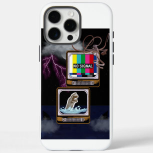 Coque iPhone 16 Pro Max Retro TV No Signal Ocean Storm Surreal Art