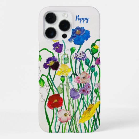 Coque iPhone 16 Pro Max Robe d'Aquarelle Fun Fun Fun Fun Poppy (Verso)