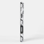 Coque iPhone 16 Pro Max Rococo Damask Line Pattern Black on White (Côté droit)