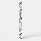 Coque iPhone 16 Pro Max Rococo Damask Line Pattern Black on White (Côté gauche)