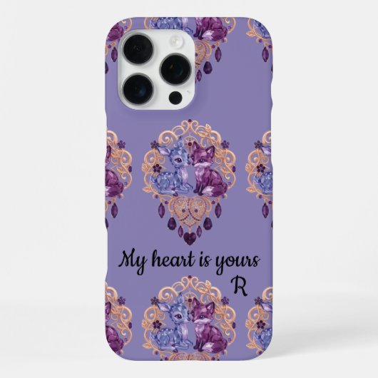 Coque iPhone 16 Pro Max Romantic Crystal Animals Custom Couple (Verso)