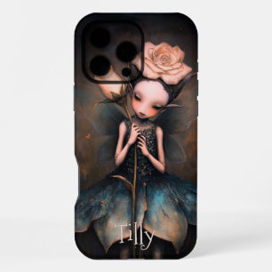 Coque iPhone 16 Pro Max Rose Dark Fairycore Art Fantastique Personnalisé