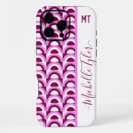 Coque iPhone 16 Pro Max Rose et prune géométriques milieu du siècle Arcs N
