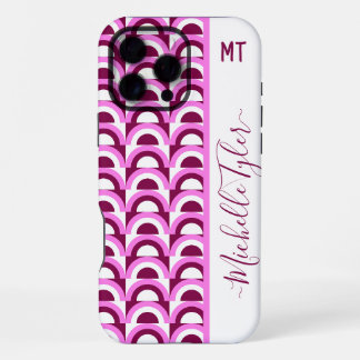 Coque iPhone 16 Pro Max Rose et prune géométriques milieu du siècle Arcs N