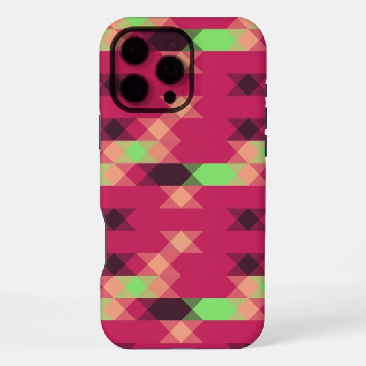 Coque iPhone 16 Pro Max rose et vert géométrique (Verso)