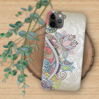 Rose Rouge Bleu Vert Violet Paisley Art Floral
