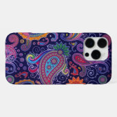 Coque iPhone 16 Pro Max Rose Violet Paisley (Verso Horizontal)