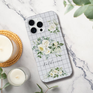 Coque iPhone 16 Pro Max Roses sur grilles Personnaliser le nom