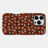 Coque iPhone 16 Pro Max rouge avec des points gris blanc et noir (Verso Horizontal)