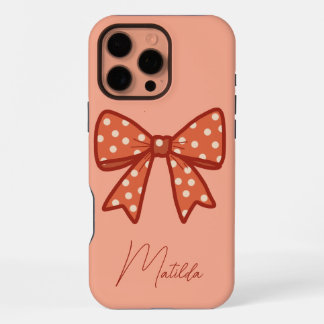 Coque iPhone 16 Pro Max Ruban à nœud écossais personnalisé pour fille cute