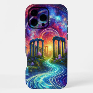 Coque iPhone 16 Pro Max Ruines du temple céleste avec rivière cosmique cou
