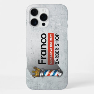 Coque iPhone 16 Pro Max Salon de coiffure Barber Hair Shop King Crown Mât