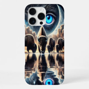 Coque iPhone 16 Pro Max Scène cosmique surréaliste des reflets de bisons