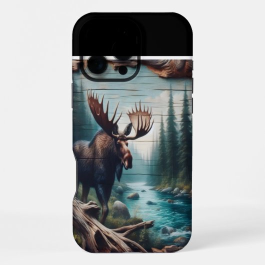 Coque iPhone 16 Pro Max Scène de la rivière Moose (Verso)
