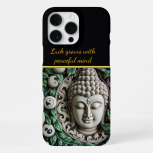Coque iPhone 16 Pro Max Sculpture bouddhiste : feuilles et orbes complexes