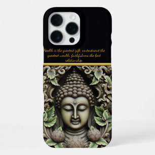 Coque iPhone 16 Pro Max Sculpture de Bouddha avec feuilles et orbes