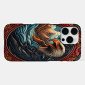 Coque iPhone 16 Pro Max Sculpture de cuir complexe représentant un aigle e (Verso Horizontal)