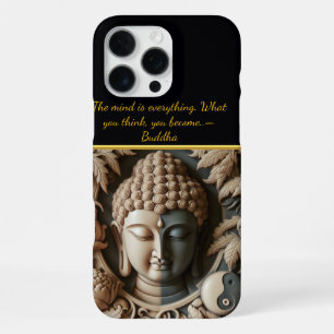 Coque iPhone 16 Pro Max Sculpture de feuille et d'orbite bouddhiste AI