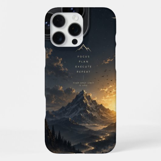 Coque iPhone 16 Pro Max Se concentrer Planifier Exécuter Répéter – Motivat (Verso)